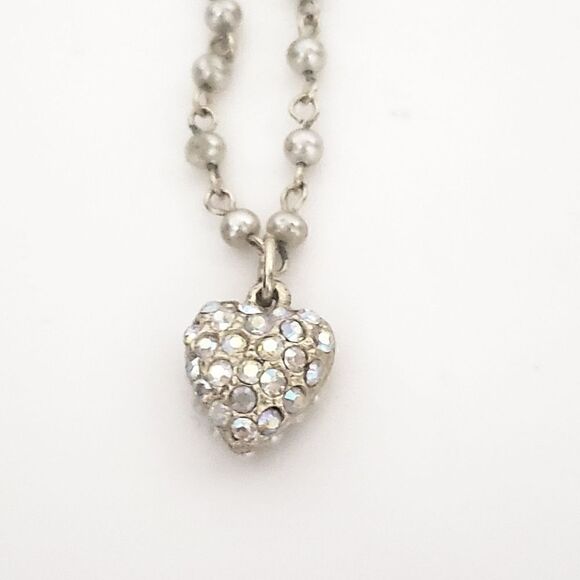 ARTISAN RECYCLED JEWELRY Goldtone & Pearls Heart Necklace Valentine's Day - Picture 9 of 9